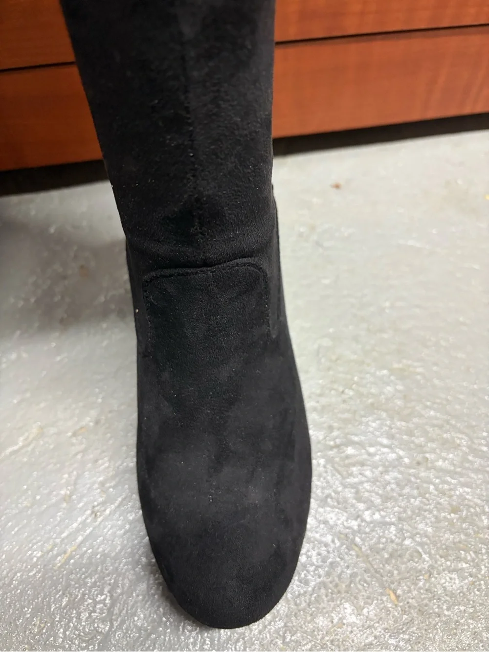 Black Suede Over-the-Knee Boots wedge heel